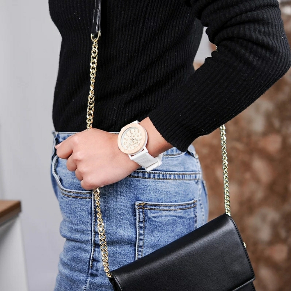 NEW WOMEN'S BOBOBIRD GENUINE WOOD / SILICONE WATCH